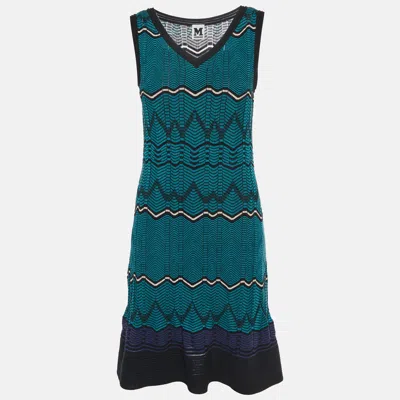 Pre-owned M Missoni Blue Chevron A-line Mini Dress M