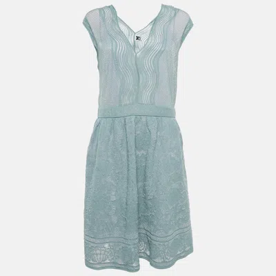 Pre-owned M Missoni Blue Lurex Sea Shell Knit Flared Short Dress M