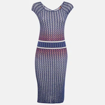 M Missoni Blue Ombre Textured Knit Midi Dress In Multi