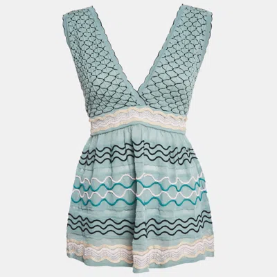 Pre-owned M Missoni Blue Patterned Knit Sleeveless Top M