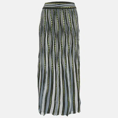 M Missoni Blue/black Patterned Lurex Knit Maxi Skirt In Gray