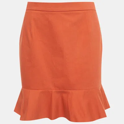 M Missoni Brown Cotton Ruffled Mini Skirt In Orange