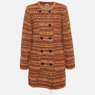 Pre-owned M Missoni Brown Lurex Knit Double Breasted Mini Dress M
