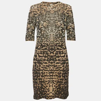Pre-owned M Missoni Brown Patterned Lurex Knit Short Dress L