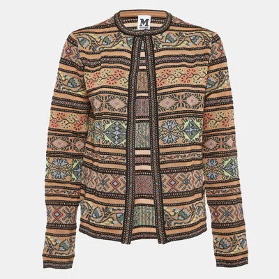 Pre-owned M Missoni Brown Striped Pattern Knit Cardigan S