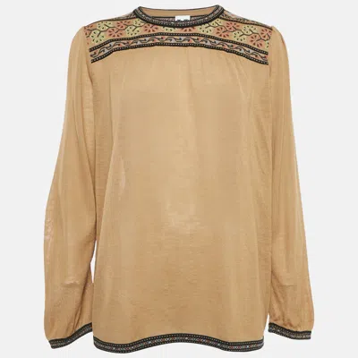 Pre-owned M Missoni Brown Wool Knit Long Sleeve Top S