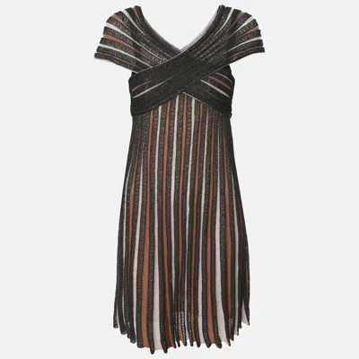 Pre-owned M Missoni Brown/black Striped Knit Fabric Mini Dress S