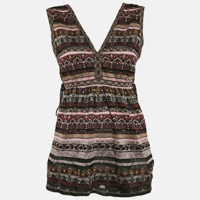 M Missoni Multicolor Patterned Knit V-neck Sleeveless Top