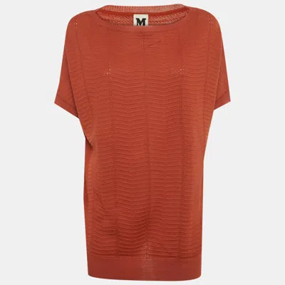 Pre-owned M Missoni Burnt Orange Patterned Knit Top M