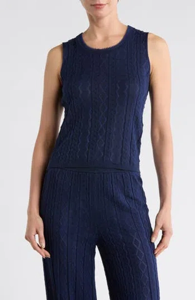 M Missoni Canotta Sleeveless Crop Sweater In Blue