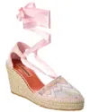 M Missoni Canvas & Leather Wedge Espadrille In Pink