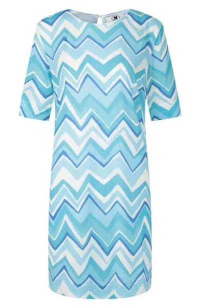 M Missoni Chevron Elbow Length Sleeve Minidress In Blue