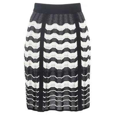 M Missoni Chevron Midi Skirt In Black Viscose In Gray