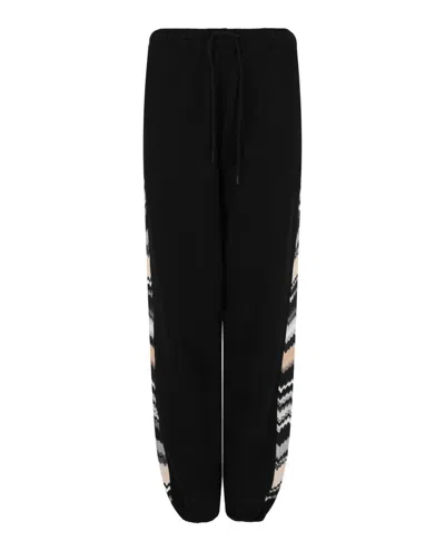 M Missoni Chevron Patterned Trim Joggers In Black