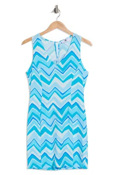 M Missoni Chevron V-neck Sleeveless Minidress In Blue