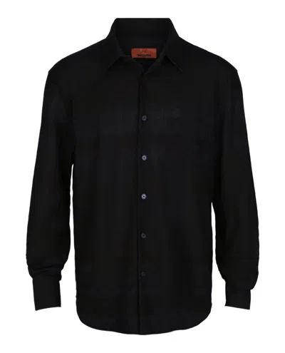 M Missoni Chevron-pattern Long-sleeved Shirt In Black