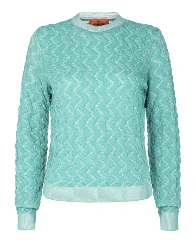 M Missoni Chevron-pattern Sweater In Blue