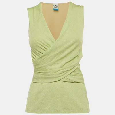Pre-owned M Missoni Collection Green Lurex Knit Draped Top S