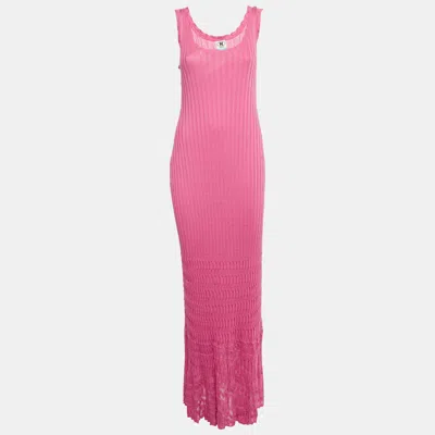 Pre-owned M Missoni Collection Pink Rib Knit Maxi Dress S