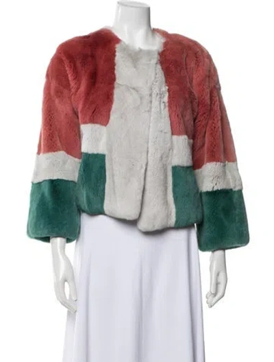 Pre-owned M Missoni Colorblock Pattern Faux Fur Jacket In Multi