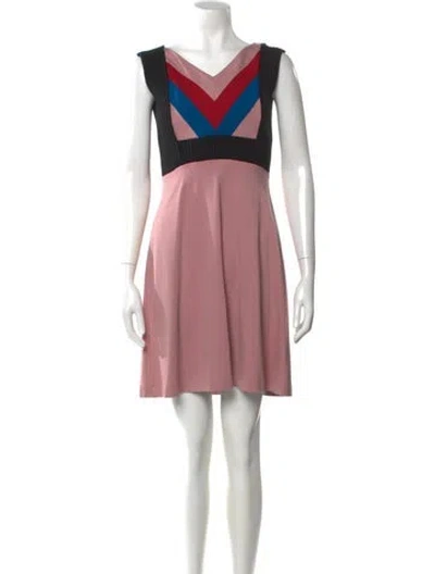 Pre-owned M Missoni Colorblock Pattern Mini Dress W/ Tags In Pink