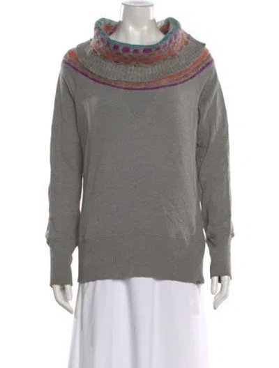 Pre-owned M Missoni Colorblock Pattern Turtleneck Sweater In Gray