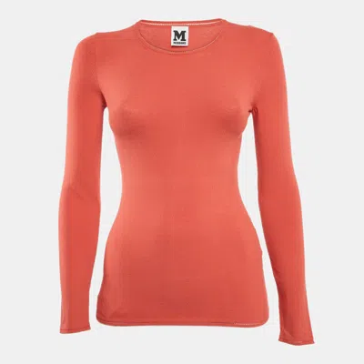 Pre-owned M Missoni Coral Pink Knit Long Sleeve Top S