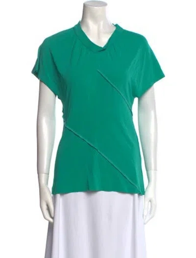 Pre-owned M Missoni Cowl Neck Short Sleeve T-shirt In Green