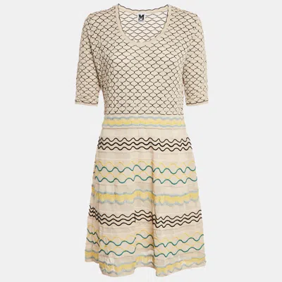 M Missoni Cream Patterned Knit Mini Dress In Neutral