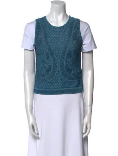Pre-owned M Missoni Crew Neck Short Sleeve T-shirt In Blue