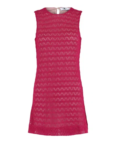 M Missoni Crochet Knit Mini Dress In Pink