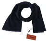 M Missoni Dark Blue Wool Unisex Neck Wrap Fringes Logo Scarf In Black