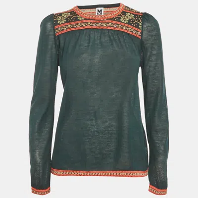 Pre-owned M Missoni Dark Green Knit Full Sleeve Top S