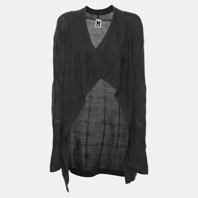 Pre-owned M Missoni Dark Grey Textured Open Front Drape Cardigan L In Gray