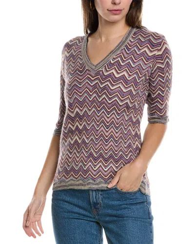 M Missoni Elbow Sleeve Mohair & Wool-blend Sweater In Purple