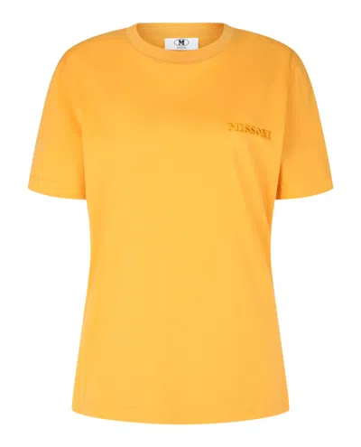 M Missoni Embroidered Logo T-shirt In Yellow