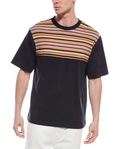 M Missoni Fit Over Wool-blend T-shirt In Black