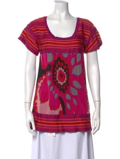 Pre-owned M Missoni Floral Print Crew Neck Sweater In Pink/purple