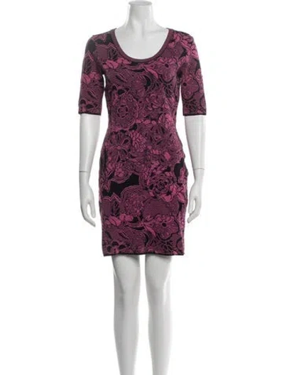 Pre-owned M Missoni Floral Print Knee-length Dress In Purple