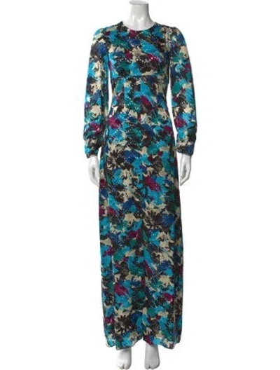 Pre-owned M Missoni Floral Print Long Dress In Multi