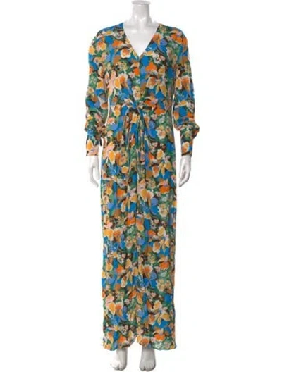 Pre-owned M Missoni Floral Print Long Dress W/ Tags In Orange
