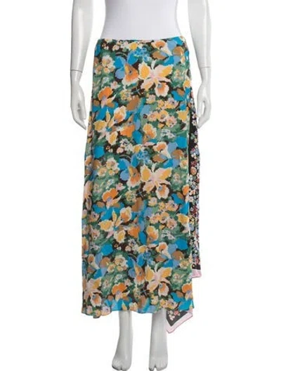Pre-owned M Missoni Floral Print Long Skirt In Green