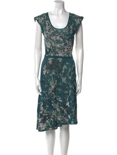 Pre-owned M Missoni Floral Print Midi Length Dress In Green