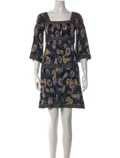 Pre-owned M Missoni Floral Print Mini Dress In Black