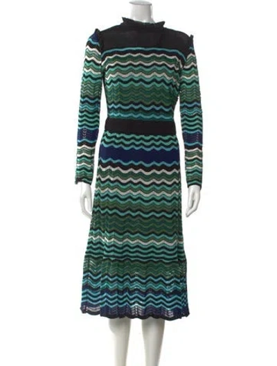 Pre-owned M Missoni Floral Print Mini Dress In Blue