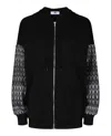 M Missoni Geometric Drop-sleeve Zip-up Hoodie In Black