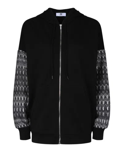 M MISSONI GEOMETRIC DROP-SLEEVE ZIP-UP HOODIE