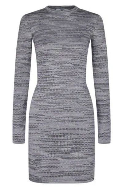 M Missoni Geometric Long Sleeve Minidress In Gray