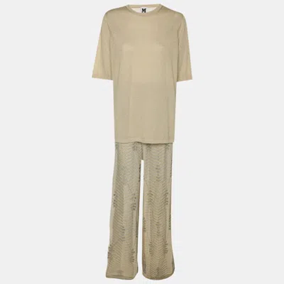 Pre-owned M Missoni Gold Lurex Knit Tops And Pants Set L