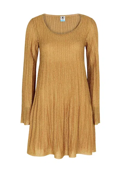 M Missoni Gold Metallic-knit Mini Dress